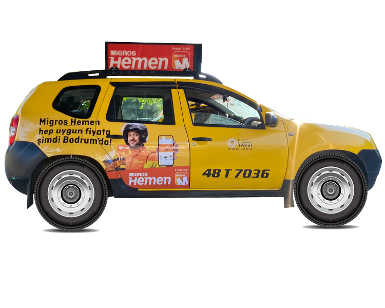 migros taksi ustu isikli pano reklamlari